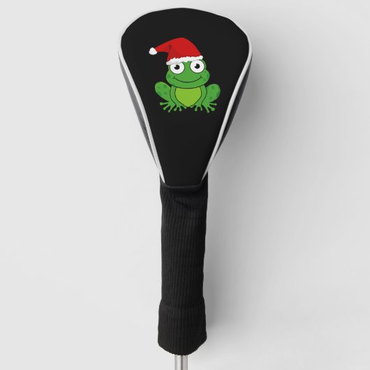 Kerst Kikker met Santa Hoed Golfheadcover (Voorkant)