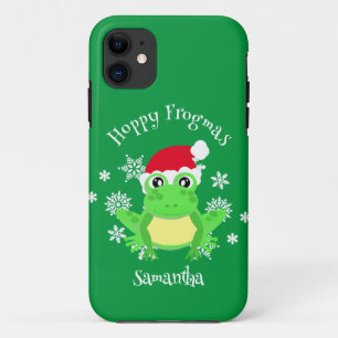 Kerst Kikker Santa Hoed Nieuwigheid Grappig Groen iPhone 11 Hoesje