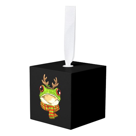 Kerst Kikker Toad Kerstman Rendier Xmas Kubus Ornament (Voorkant hoekig)