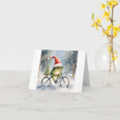 Kerst Kikker Vakantie Kaart (Gele Bloem)