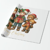 Kerst  Kinder geschenken Vrolijk kerstfeest Cadeaupapier (Uitgerold)