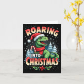 Kerst Kinder meisjes Grappige Dinosaurus X Kaart (Gele Bloem)