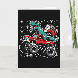 Kerst Kinder Monster Truck Dino Kerstman Kerstmis Kaart