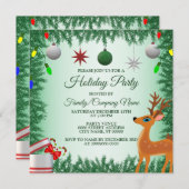 Kerst Kinderen Rendier Groen Vakantie Kaart (Voorkant / Achterkant)