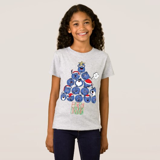 Kerst Kinderen Tee Shirt "Berry Christmas" (Voorkant volledig)