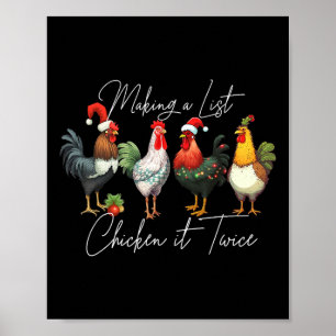 Kerst Kip Liefhebber Xmas Santa Hat Licht Grappig Poster