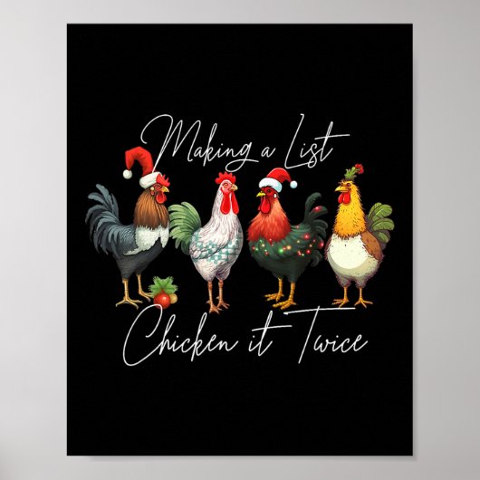 Kerst Kip Liefhebber Xmas Santa Hat Licht Grappig Poster (Voorkant)