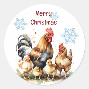 Kerst Kip Vogel Boerderij Familie Aanpassen Ronde Sticker
