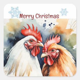 Kerst Kip Vogel Boerderij Familie Aanpassen Vierkante Sticker