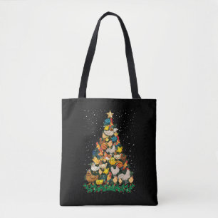Kerst Kippen Pijnboom Grappige Kip Boer Draagtas