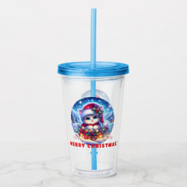 Kerst Kitten Acryl Tumbler Gift Acryl Drinkbeker