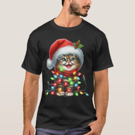 Kerst Kitten Waterverf T-shirt