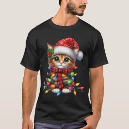 Kerst Kitten Waterverf T-shirt