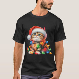 Kerst Kitten Waterverf T-shirt