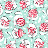 Kerst Kittens met pepermunt Snoep Baubles Cadeaupapier