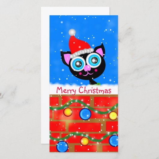 Kerst Kitty Boekmerk met Ontwerp Feestdagenkaart (Voorkant / Achterkant)