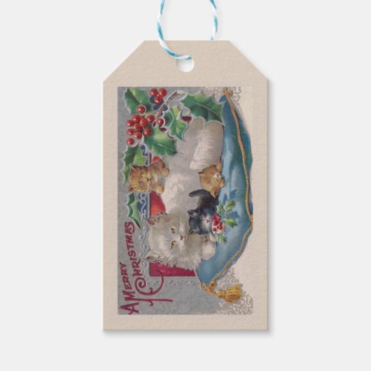 Kerst Kitty Cat Gift Labels Cadeaulabel (Voorkant)