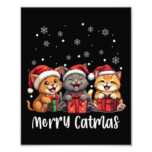 Kerst Kitty Katten Vrolijk Kerstfeest Foto Afdruk