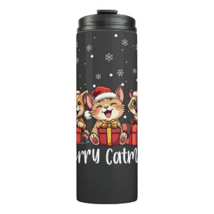 Kerst Kitty Katten Vrolijk Kerstfeest Thermosbeker