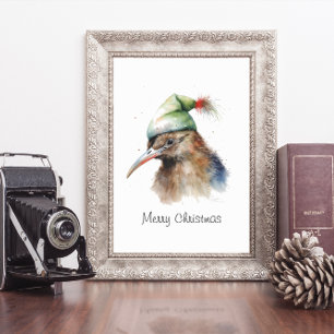 Kerst Kiwi Vogel, aanpasbaar Poster