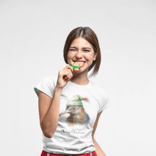 Kerst Kiwi Vogel, aanpasbaar T-shirt