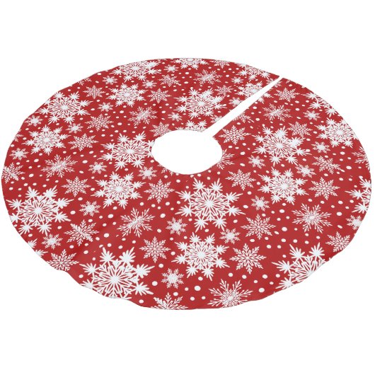 Kerst Klassiek rood en wit Snowflake patroon Kerstboom Rok (Gekanteld)