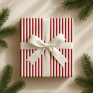 Kerst klassiek rood/Gebroken wit gestreept Cadeaupapier