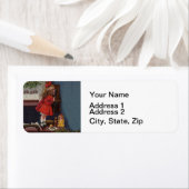 Kerst Klein Meisje Telefoon Antiek Etiket (Insitu)