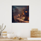 Kerst Kleine Stad 2 Poster (Keuken)