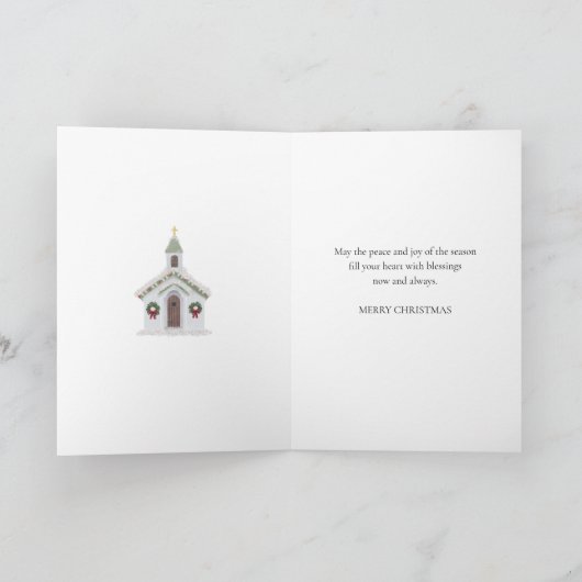 Kerst Kleine Witte Kerk in het Snowy Forest Kaart (Binnen)
