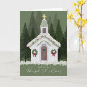 Kerst Kleine Witte Kerk in het Snowy Forest Kaart (Gele Bloem)