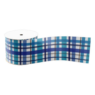 Kerst kleuren geplakt blauw wit grosgrain lint