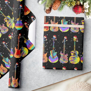 Kerst Kleurrijk Gitaarpatroon Cadeaupapier