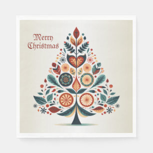 Kerst Kleurrijke Boom Scandinavië Folk Art Servet