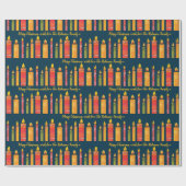 Kerst kleurrijke collage kaarsen patroon op maat cadeaupapier (Vlak)