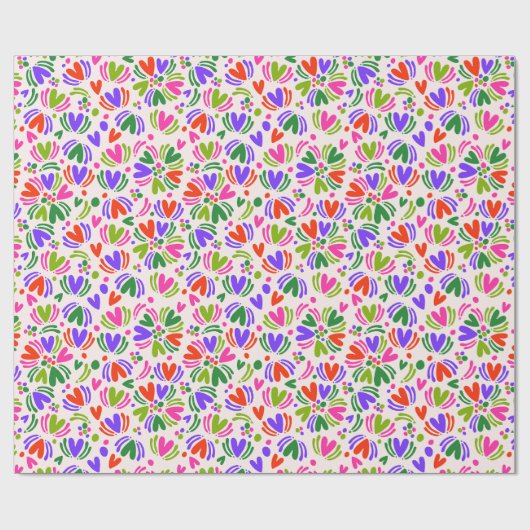 Kerst Kleurrijke Harten en Polka Dots Cadeaupapier (Vlak)