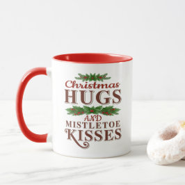 Kerst knuffels en maretak kusjes mok