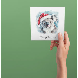 Kerst Koala, aanpasbare vierkante Sticker Kaart