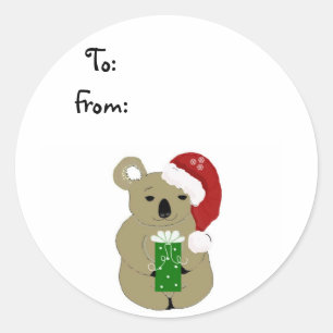 Kerst Koala Beer Ronde Sticker