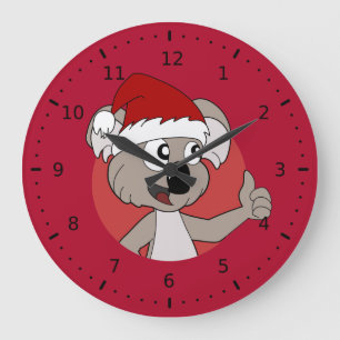 Kerst-koala cartoon Wandklok Grote Klok