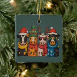 Kerst Koe Liefhebber Boerderij Kerstman Schotse Ho Keramisch Ornament