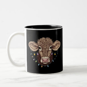 Kerst Koe Liefhebber Lichten Boerderij Boer Xmas Tweekleurige Koffiemok