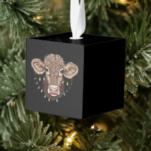 Kerst Koe Liefhebber Lichtjes Boerderij Boer Xmas Kubus Ornament
