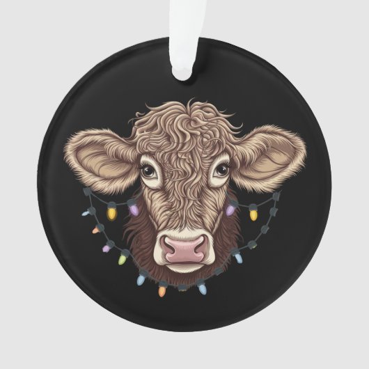 Kerst Koe Lover Lights Boerderij Boer Xmas Ornament (voorkant)