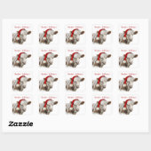 Kerst Koe met Santa Hat Vierkante Sticker (Vel)