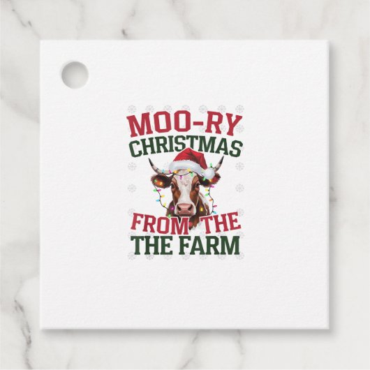 Kerst Koe Moo-ry Kerst uit het Boerderij Bedankjes Labels (Voorkant)
