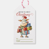 Kerst Koe Pun Cadeaulabel (Voorkant)