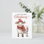 Kerst Koe Pun Feestdagenkaart (Staand voorkant)