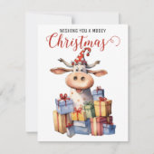 Kerst Koe Pun Feestdagenkaart (Voorkant)