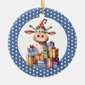 Kerst Koe Pun Keramisch Ornament (Voorkant)